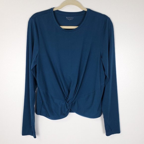 Athleta Tops - Athleta Shirt Womens Large Blue Essence Twist Top Dark Teal Long Sleeve Athletic
